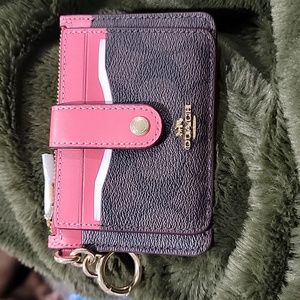 Coach C7398  Card Case Brown Signature Canvas Watermelon NWT $118